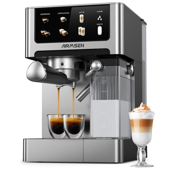 Máquina de café espresso AIRMSEN 20 bar con espumador de leche 1.8L 1350W