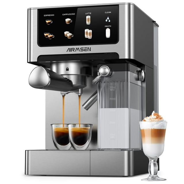 Máquina de café espresso AIRMSEN 20 bar con espumador de leche 1.8L 1350W