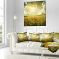 thumbnail image 3 of Designart Wild Poppies on Cloudy Background - Landscape Printed Throw Pillow - 18x18, 3 of 5