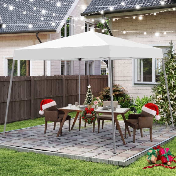 Outdoor Basic 10' x 10' Pop up Canopy Tent, Outside Canopy with Carry Bag, Extra 4 Stakes,White