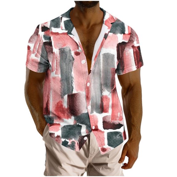 ZCFZJW Men's Hawaiian Shirt Short Sleeve Tropical Floral Beach Shirt Big and Tall Regular Fit Casual Button Down Summer Graphic T-Shirt Tops Multicolor#01 L