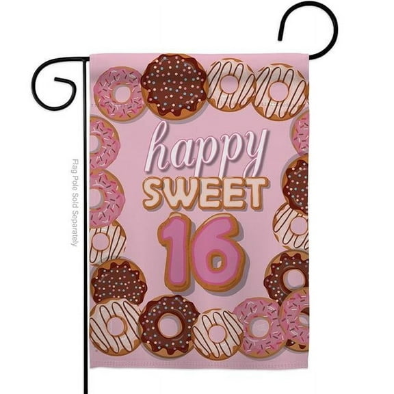 Breeze Decor G165175-BO 13 x 18.5 in. Sweet sixteen Garden Flag with Celebration Double-Sided Decorative Vertical House Decoration Banner Yard Gift
