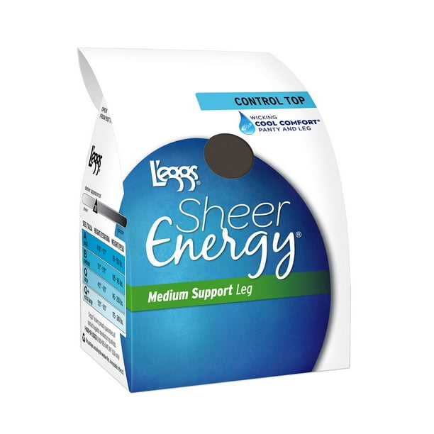 L'eggs Sheer Energy Control Top, Toe Pantyhose 6Pack Coffee B Women's
