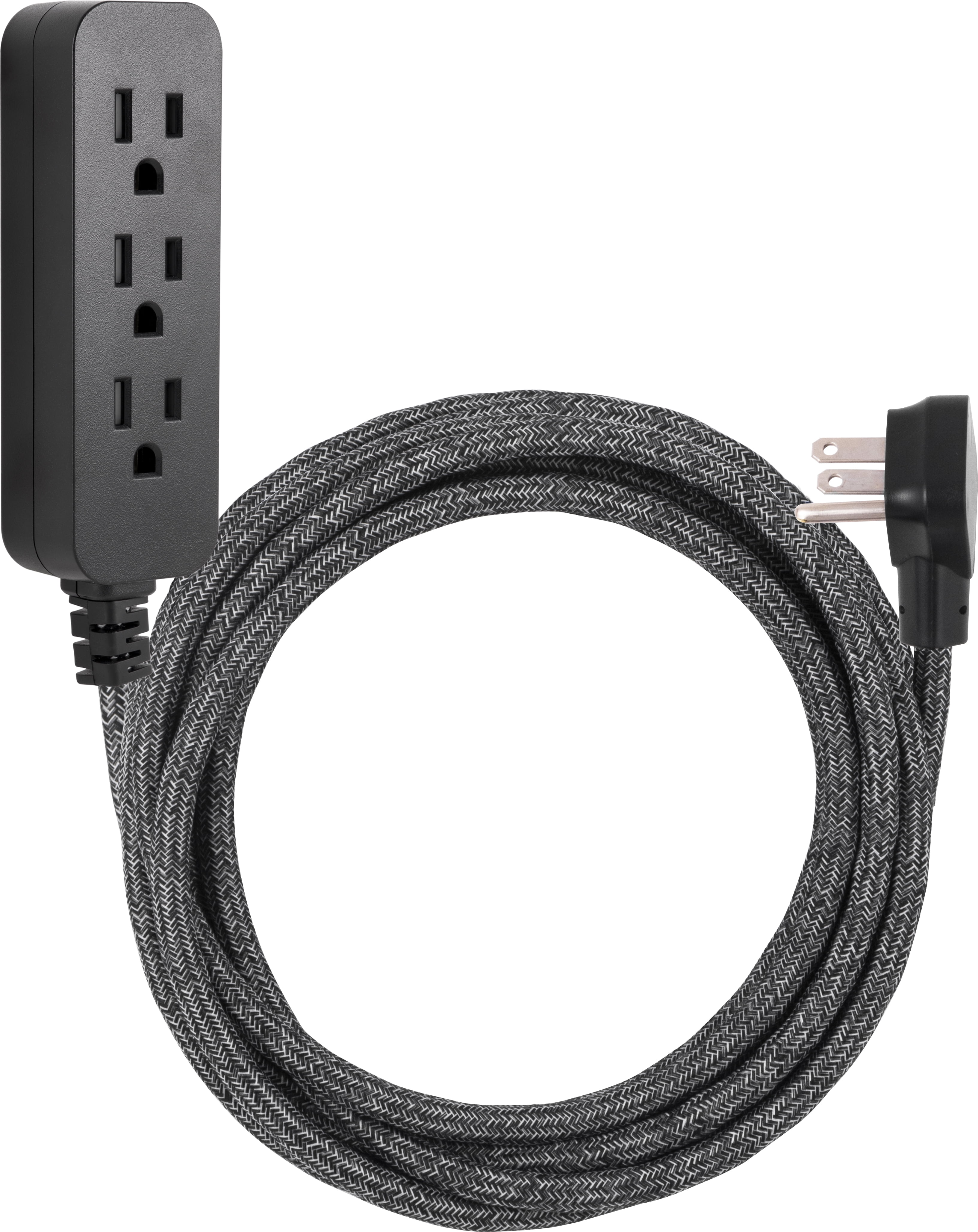 (5 pack) Cordinate Designer 15' Power Strip Surge Protector, UL Listed, Black/Dark Heather, 50012