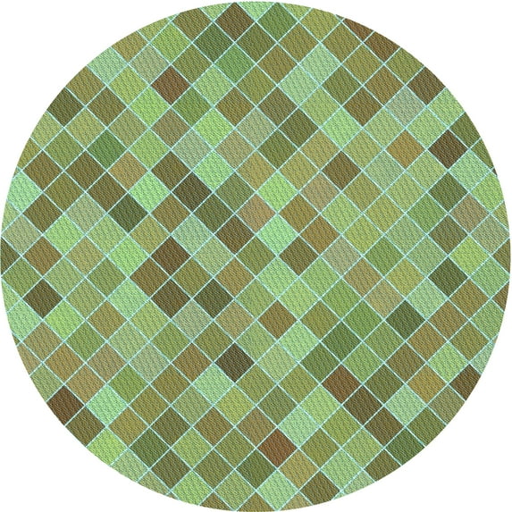 Ahgly Company Indoor Round Patterned Pastel Green Area Rugs, 4' Round