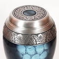 thumbnail image 3 of Silver Top Border Engraved Adult Cremation Urn for Human Ashes - Handcrafted Funeral Memorial Ashes Urn - Large Burial Urn - BAG Included (200 LBS, Cloud Blue), 3 of 4