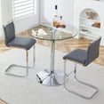 thumbnail image 3 of Hi loPres 35" Round Glass Bar Height Table, Modern Clear Tempered Glass Pub Table with Sturdy Silver Chrome Pedestal Base for Small Space, Kitchen, 3 of 7