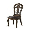 thumbnail image 2 of Leova Side Dining Chair Set of 2-Carved Corbels-Gold Tip Crown-Brown Wood, 2 of 6