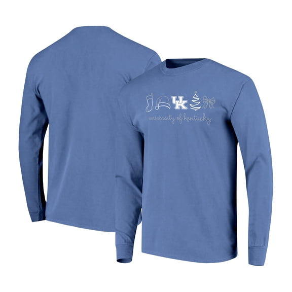 Women's Royal Kentucky Wildcats Christmas Elements Comfort Colors Long Sleeve T-Shirt