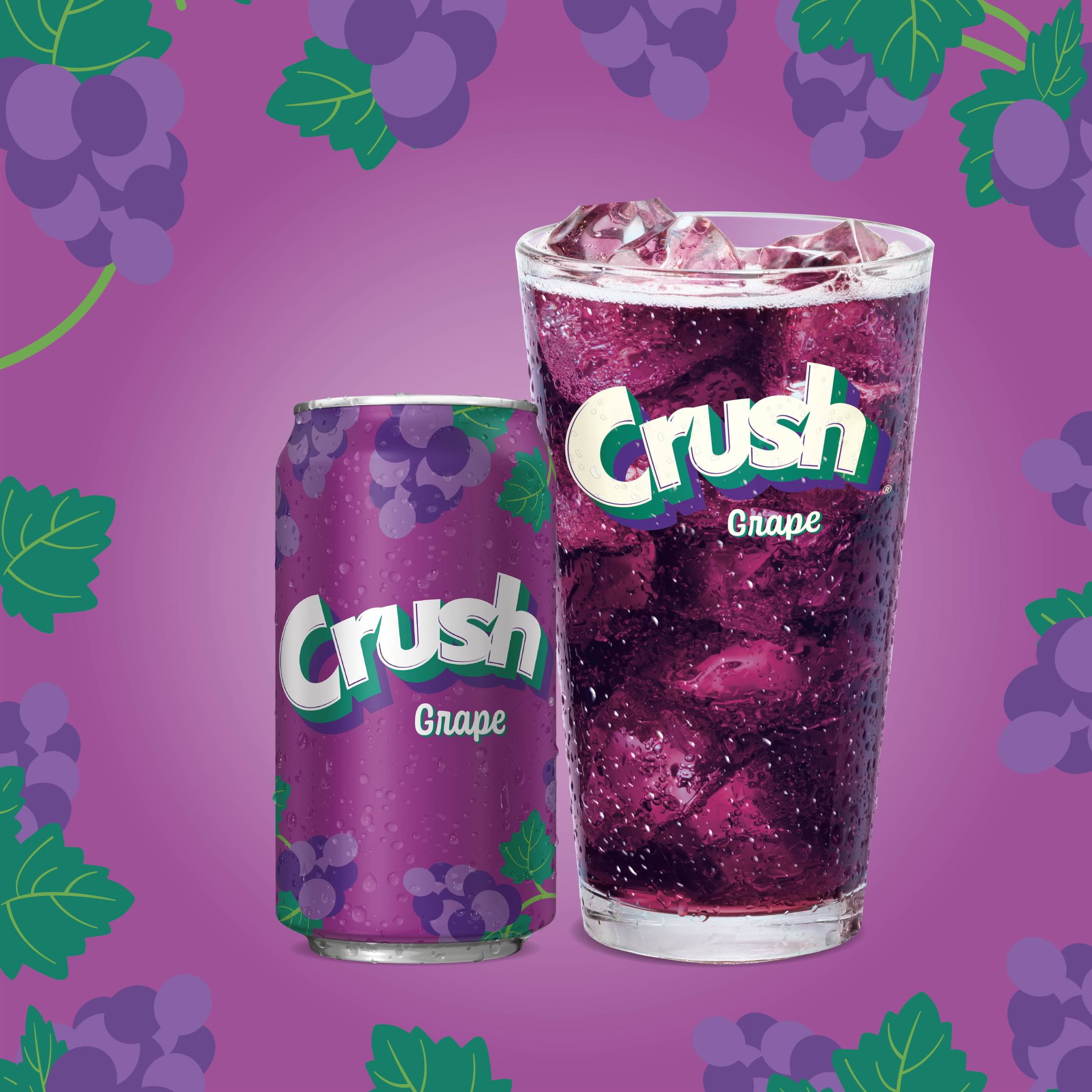 Crush Caffeine Free Grape Soda Pop, 12 fl oz, 12 Pack Cans