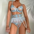 thumbnail image 4 of Gibobby Conjunto de lencería Sexy Lencería de Encaje para Mujer, con Cierre Frontal, Cuello en V, camisón Sexy(Azul, M), 4 of 5