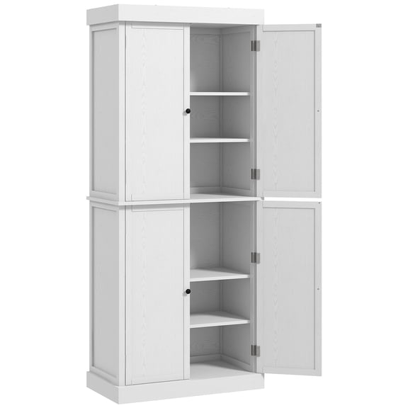 Homiyad 72" Kitchen Cabinet, Pantry Storage Cabinet with Doors and Shelves, Freestanding Food Pantry Cabinet, White Wood Grain