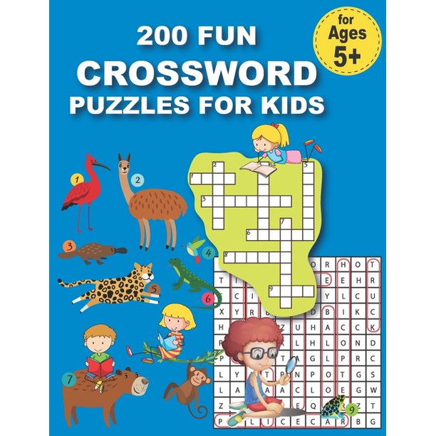200 fun crossword puzzles for kids first children crossword puzzle book for kids age 6 7 8 9 and 10 and for 3rd graders kids crosswords easy word learning activities for kids paperback walmart com