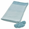 thumbnail image 2 of HomeRoots 516599 0.2 x 50 x 60 in. Blue Woven Cotton Striped Throw Blanket, 2 of 5