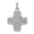 thumbnail image 1 of Médaille Pendentif en Or Blanc 14K Poli et Satin Quatre Voies, 1 of 3