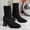 Black, variant on Women Sock Booties Fall Winter Stretch Knit Boot Slim Fit Sexy Mid Calf Shoe Pointed Toe Chunky Low Heel Shoes