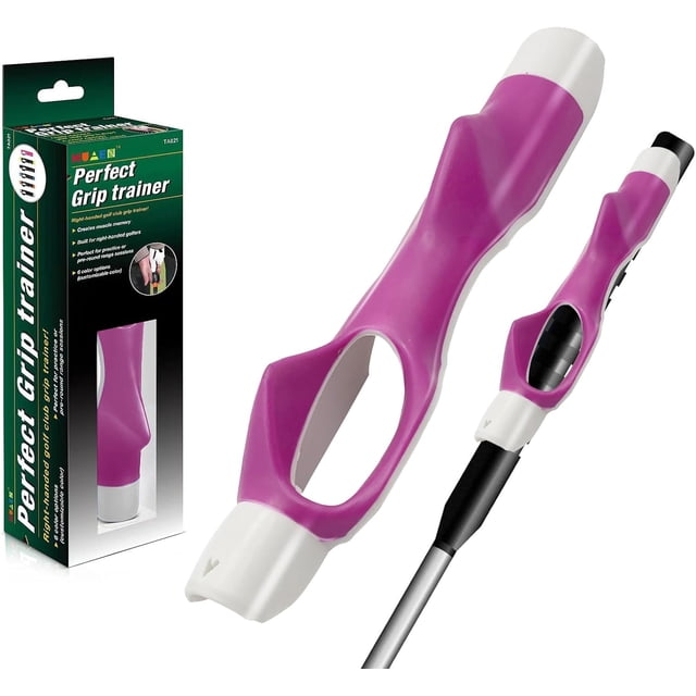 Golf Grip Trainer, Golf Training Aid, Golf Grip Kit Club Grips, Grip Trainer Golf Club to Help Train Correct Hand Position Rose red