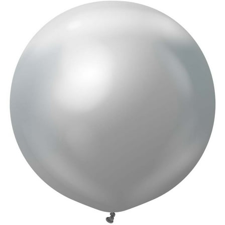24 inch Kalisan Mirror Silver Latex Balloons (2 Pack) - Party Supplies Decorations