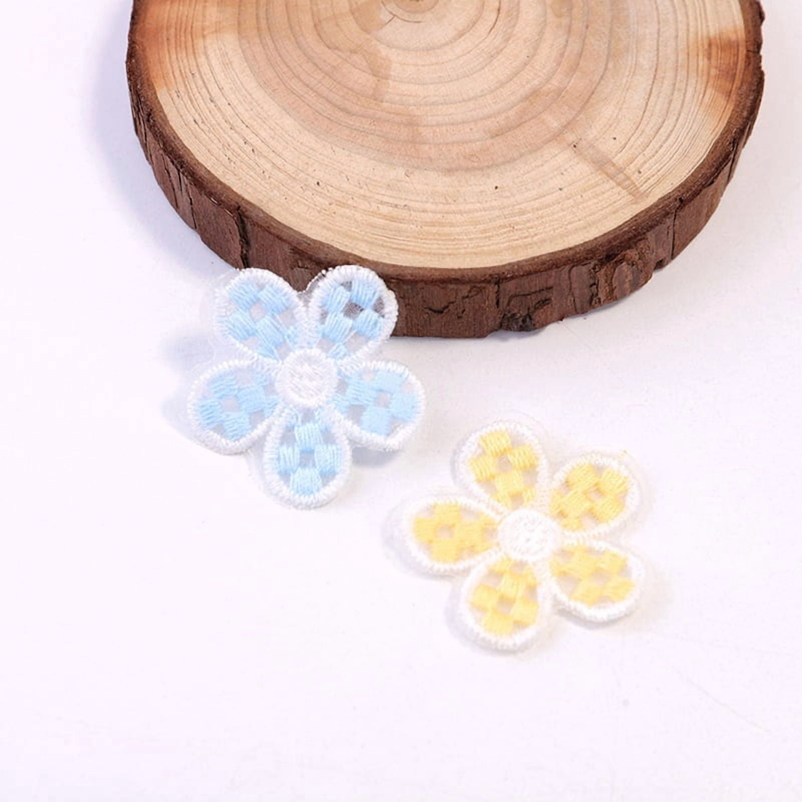 12pcs random color mesh plaid 3cm embroidered small flower patches diy hair accessories jewelry accessories clothing accessories embroidered cloth patches