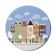 thumbnail image 1 of Amsterdam Mouse Pad for Computers, Winter Time Landscape with Dutch Buildings Snowing Outdoor Scene, Round Non-Slip Thick Rubber Modern Gaming Mousepad, 8" Round, Multicolor, by Ambesonne, 1 of 2