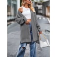 thumbnail image 2 of Women Lightweight Cardigan Sweater Mid Length Solid Color Long Sleeve Open Front Fall Winter Knit Coat Outwear, 2 of 4