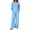Blue, variant on Guluxicc 2 Piece Women's Matching Sets Loose Solid Color V Neck Long Sleeve Tops with Wide-Leg Pants Casual Outfit Set
