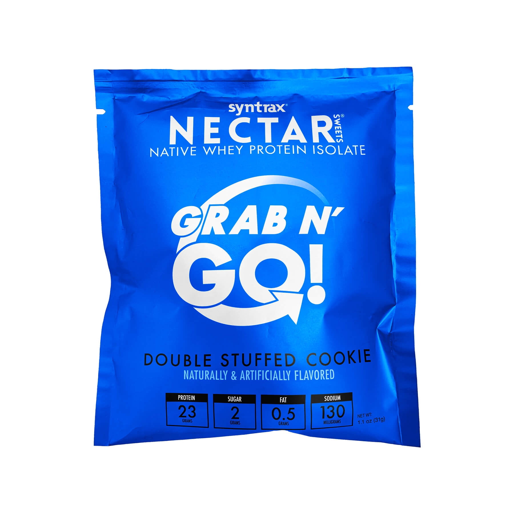 Syntrax Nectar Grab N' Go, 100% Whey Protein Isolate Protein Powder, Double Stuffed Cookie, 20 Packets (28g/packet), Real Cookie Pieces
