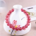 thumbnail image 3 of Natural Strawberry Crystal round Beads Stretch Bracelet, 3 of 7