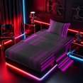thumbnail image 2 of meiyoeat Modern Purple Striped Twin Sheet Sets, Luxury Dark Gradient Bedding for Boys, Purple, 3-Piece, 1 Flat Sheet, 1 Fitted Sheet and 1 Pillowcase, 2 of 6