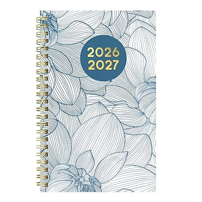2026-2027 Blueline Academic 8" x 5" Weekly & Monthly Planner, Poly Cover, Floral Blue (CA114PM.01)