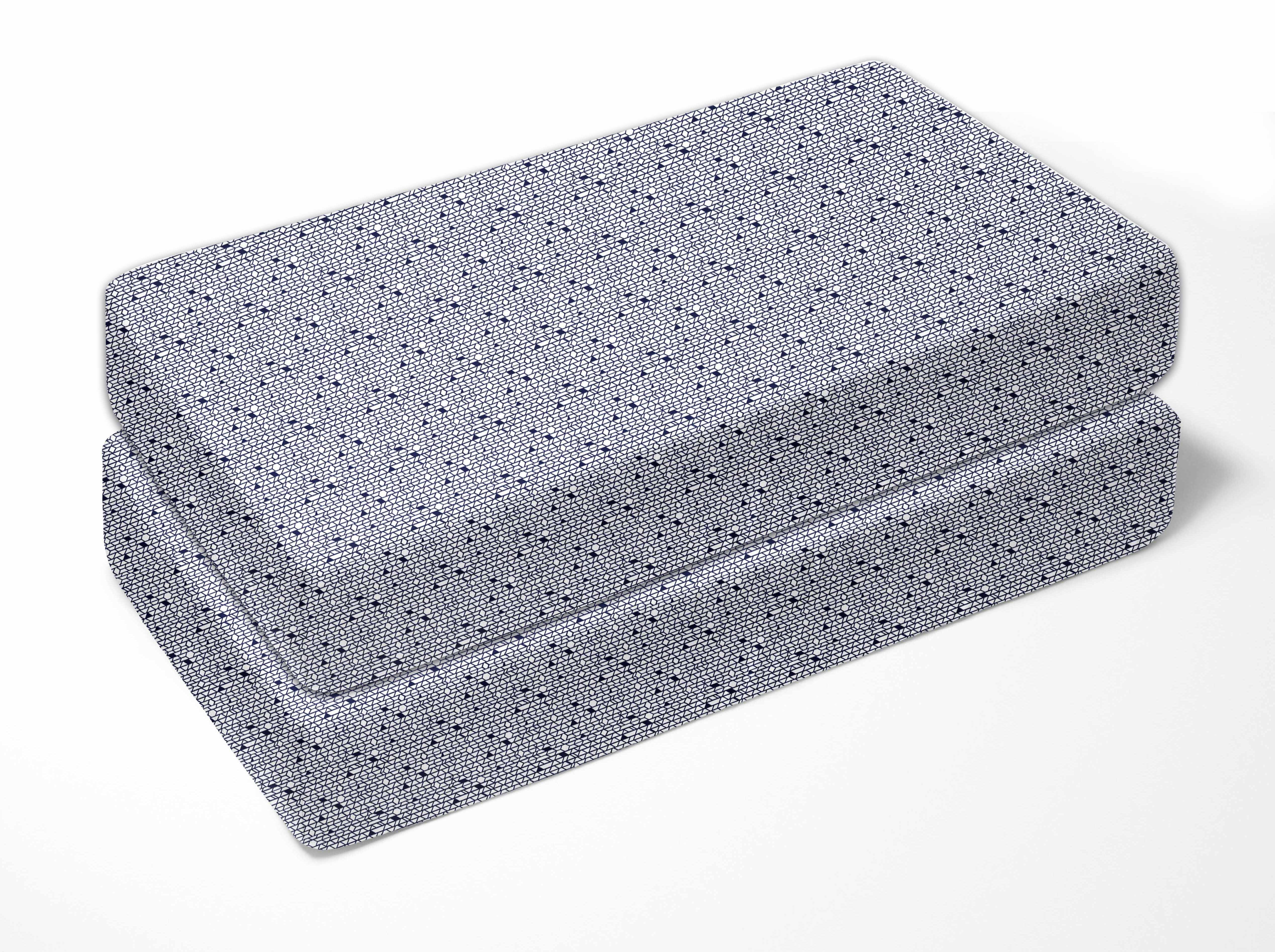 Bacati - Tribal Grid Navy Crib/Toddler Bed Fitted Sheets100% Cotton Percale, 2-Pack