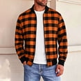 thumbnail image 3 of Horkkom Jackets for Men Long Sleeve Plaid Print Flannel Shirts Casual Zip Up Fall Shirts with Pockets M, 3 of 8