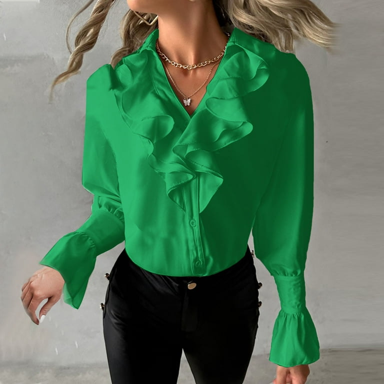 Work Elegant Solid Patchwork V Neck Tops Work Elegant Solid Patchwork V Neck Tops