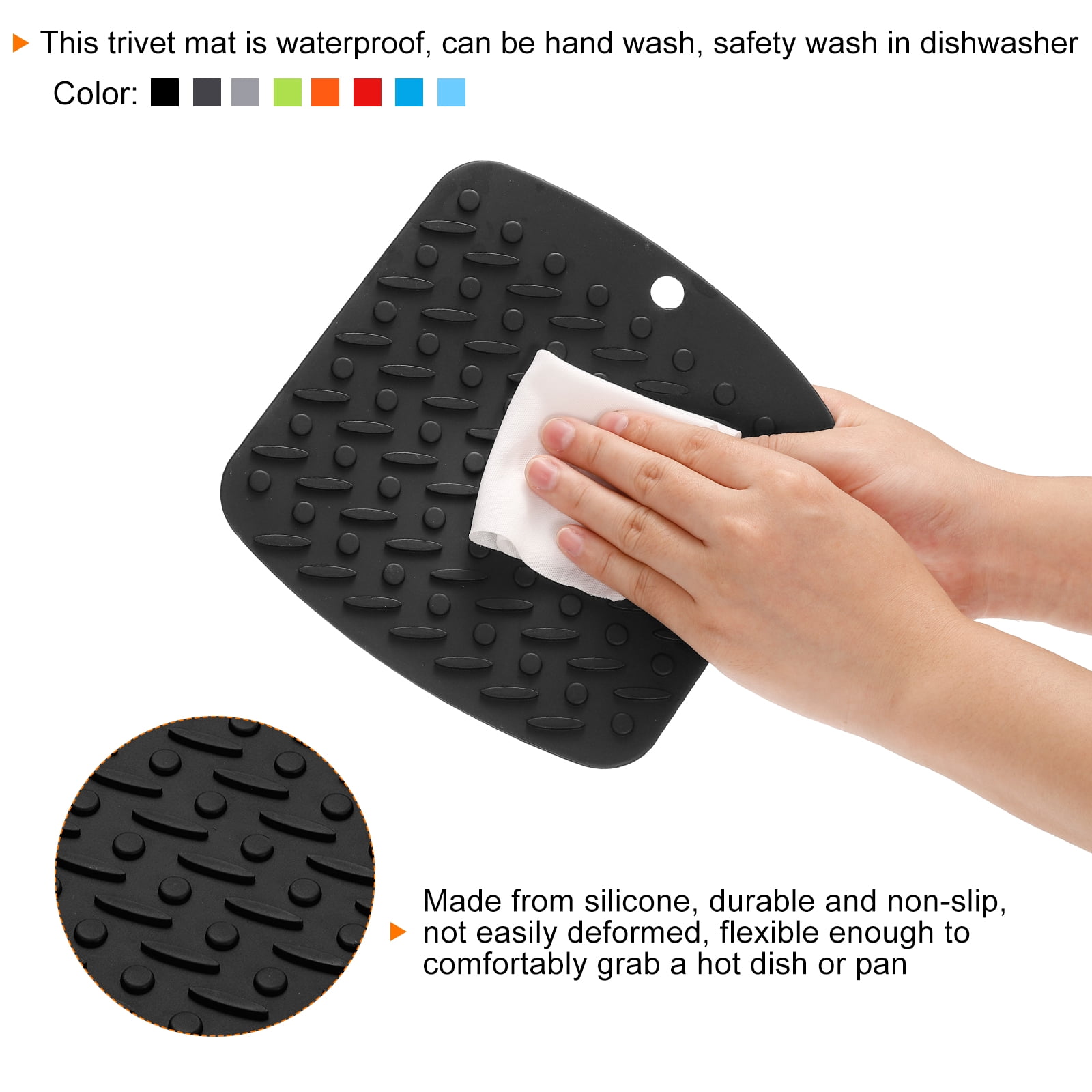 Unique Bargains Silicone Trivet Mats Thermal Pot Coasters 4 Colors