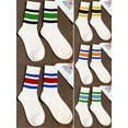thumbnail image 3 of Gustave 5 Pairs Retro Striped Crew Socks Tube Socks Soft Cozy Cotton Casual Socks Athletic Running Socks Novelty Sporty Calf Socks for Women Men, 3 of 6