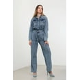 thumbnail image 3 of Banny Jeans ® Blue Denim jumpsuits for women Loose Fit Short Sleeve Belted Collared Neck Button down womens jumpsuits, 3 of 5