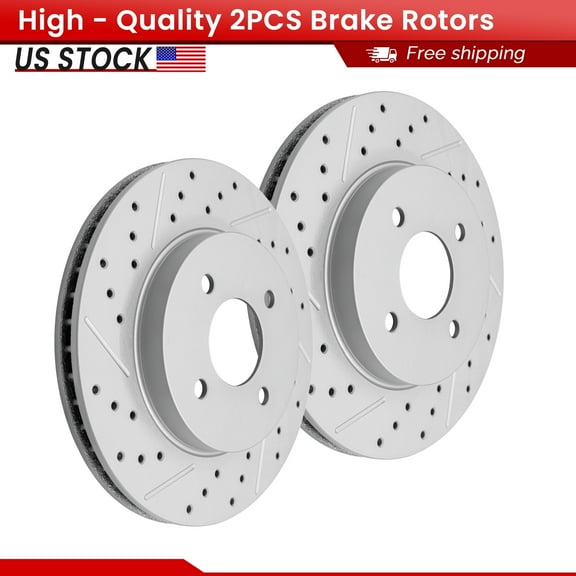 ACB ZONE Front Brake Rotors Set for 2015-2019 Nissan Micra 2012-2019 Versa, Drilled & Slotted Disc Rotors Kit (Left & Right)