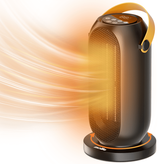 mollie LCD Display Space Heater with Timer, Portable Electric Heaters for Indoor Use, 1200W PTC Desk Heater Fan for Bedroom Office, Black