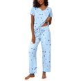 thumbnail image 1 of Conjunto de pijama Ekouaer, top de manga corta y pantalones largos, azul XL, 1 of 6