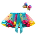 thumbnail image 2 of SDNall Toddler Girls Skirt Cute Star Net Yarn Princess Skirt Multi-Color Skirt Bow Hairpin Suit Age:6-8 Years, 2 of 9