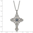 thumbnail image 2 of Cable Themed Necklace Chain Silver-tone Blue & Clear Crystal 16in w/3in ext Cross 16 inch, 2 of 3