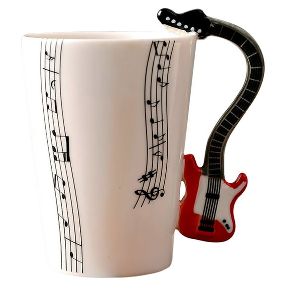 Kaireo Ceramic Electric Guitar Mug,Musical Instrument Themed Coffee Cup With Music Note Design,Ideal For Musicians And Music Lovers,10-Ounce Capacity For Drinks And Gifts