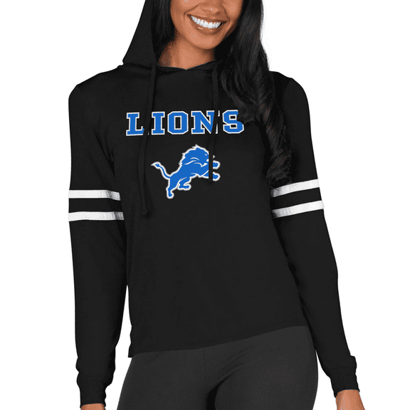 Women's Concepts Sport  Black Detroit Lions Marathon Lightweight Lounge Pullover Hoodie