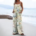 thumbnail image 2 of Cavosen Easter Plus Size Oversized Linen Jumpsuits Long Overalls with Pocket Bunny Lightweight Summer Holiday Rompers, 2 of 6