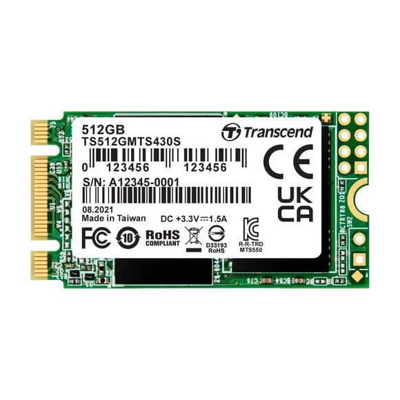 Transcend MTS430S 512GB M.2 2242 SATA III SSD with Dram Cache, Up to 560MB/s, Compatible w/Ultrabook/Laptop/PC/Desktop, 3D TLC NAND Internal Solid St