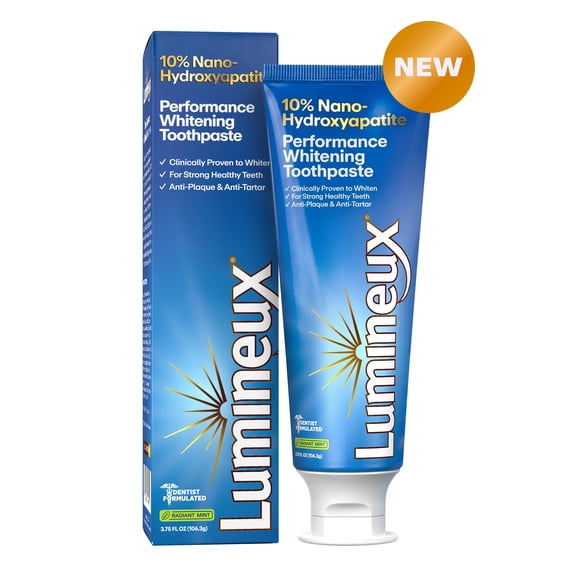 Lumineux 10% Nano-Hydroxyapatite Performance Whitening Toothpaste, Fluoride Free Enamel Care, 3.75oz