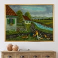 thumbnail image 2 of A Cock and Three Chickens In A Meadow With Flowers 32 in x 16 in Framed Painting Canvas Art Print, by Designart, 2 of 5