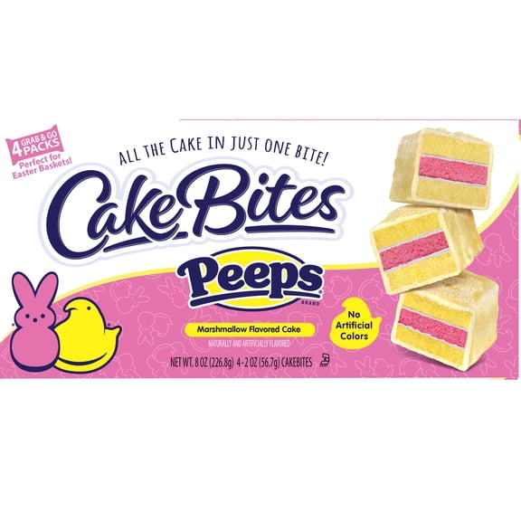 Cookies United Peeps Yellow Cake Bites Family pack 8oz, Shelf Stable, No Artificial Colors