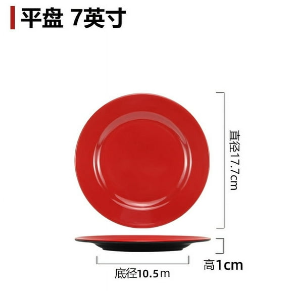 Quqiuxian 4pcs Plate Camping Dinnerware Lightweight Serving Tray Flat Red Dinner Plate Dessert Plates Dishes For Outdoor Picnics Campers Hikers Round