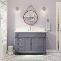 KBC Elizabeth 48" Wood Bathroom Vanity w/ Quartz Stone in Marine Gray